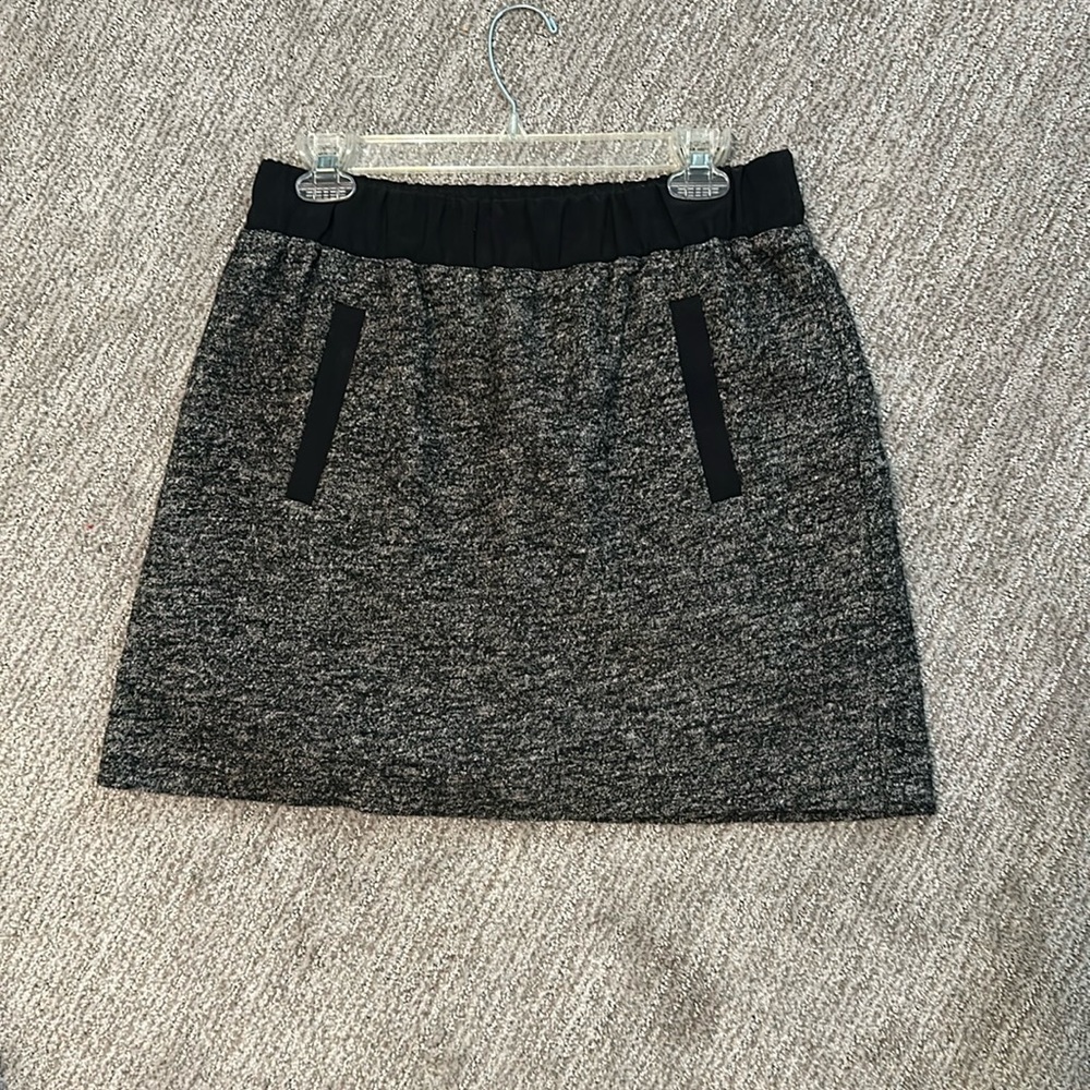 LOFT gray and black wool skirt